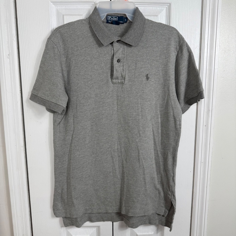 Polo Ralph Lauren Herringbone Polo S Grey Quiet Luxury Minimalist Pima Cotton